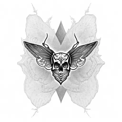 Moth Open Wings Skull Pattern