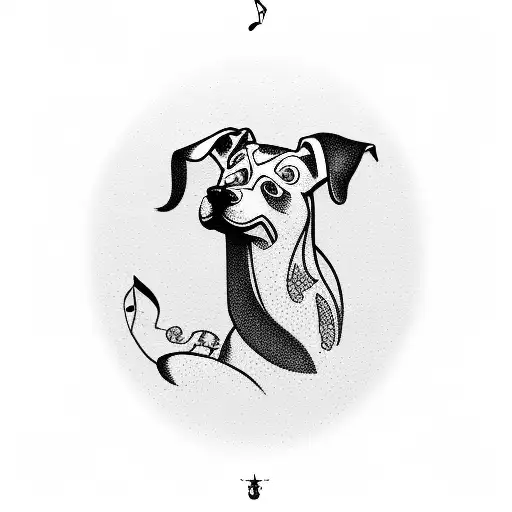 Musical Notes Forming A Dog Silhouette