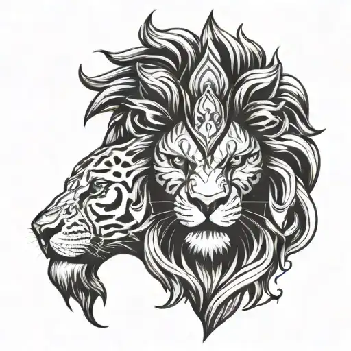 Shiv Trishul And Lion Head