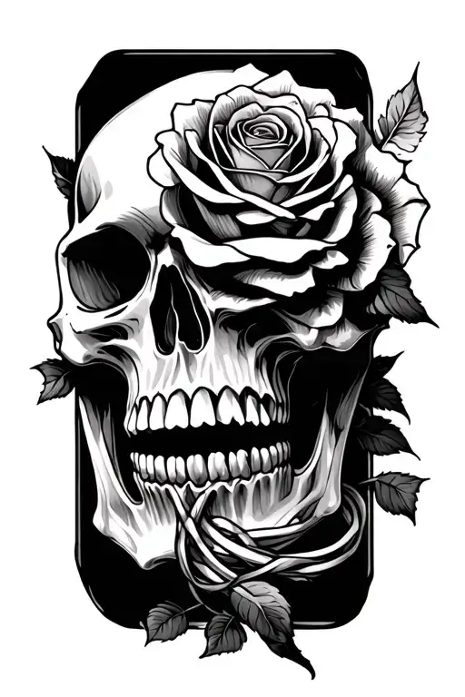 Skull And Rose Wrapped