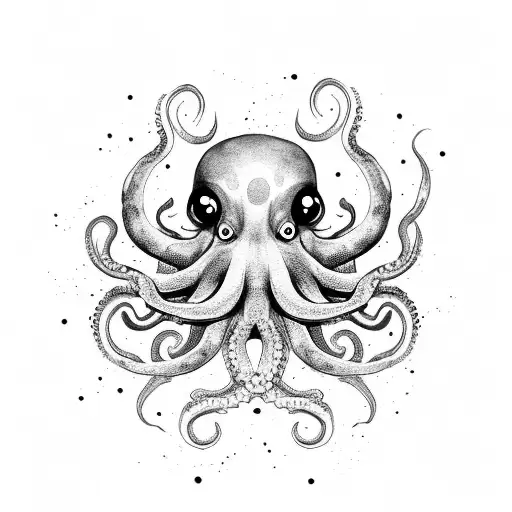 Nankin-inspired Octopus Surrounded By Vibrant Watercolor Splashes