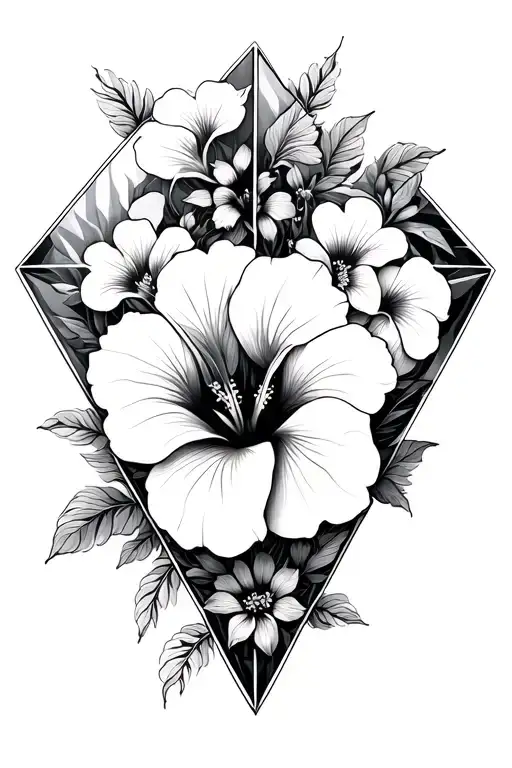 A Diamond Shape Made Out Of Intertwined Hibiscus Flowers