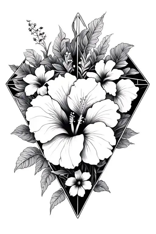 A Diamond Shape Made Out Of Intertwined Red And White Hibiscus Flowers
