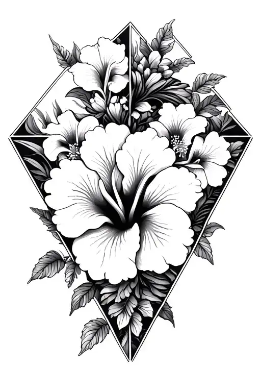A Triangle Shape Made Out Of Intertwined Hibiscus Flowers