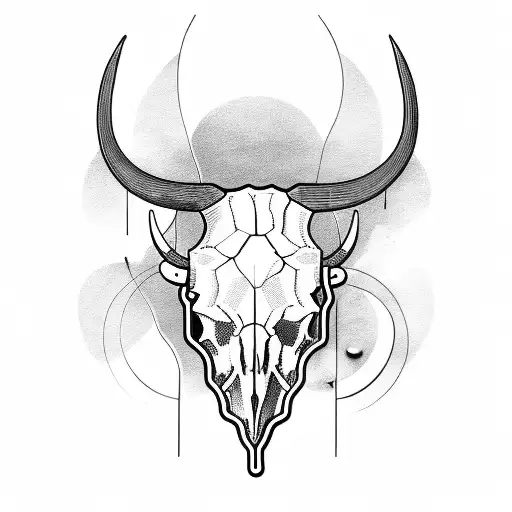 Bull Skull With Neon Open Sign And A Crescent Moon