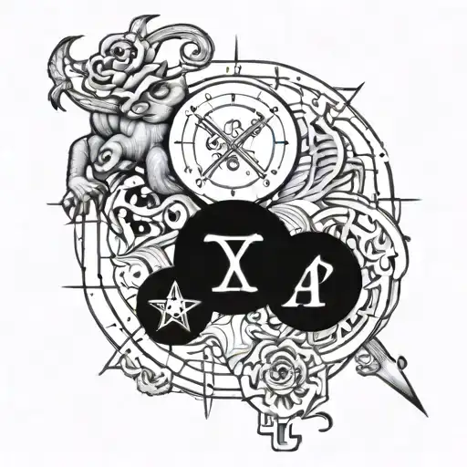 Acquarius And Gemini And Sagittarius And Aries Zodiac Signs For Inner Left Arm In A 2X2 Grid