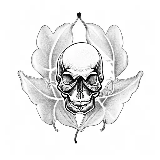 Skull With Four Leaf Clovers Growing Out Of The Eyes