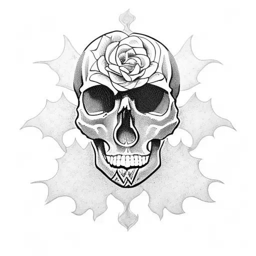 Skull Side With Vine Plant