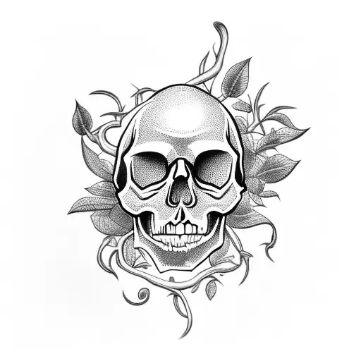 Skull Side With Vine Plant For My Arm