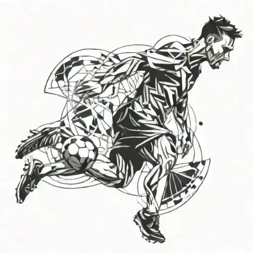 A Dynamic And Abstract Design Representing The Movements Of A Footballer In Action