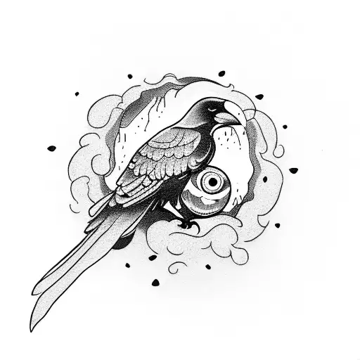 Evil Crow Eating A Eyeball