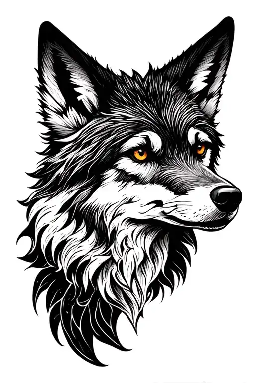 Wolf Head Upward Fox Head Down