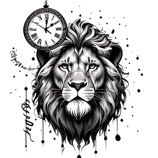 Lion With Clock Surrounded