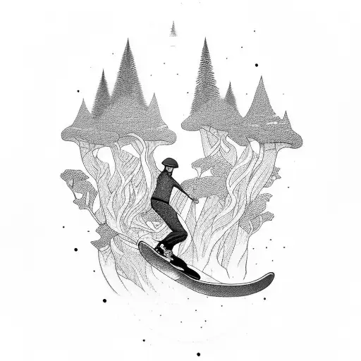 Skateboarding Trick In A Mystical Forest