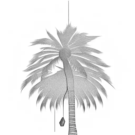 A Minimalist Palm Tree With Delicate Lines