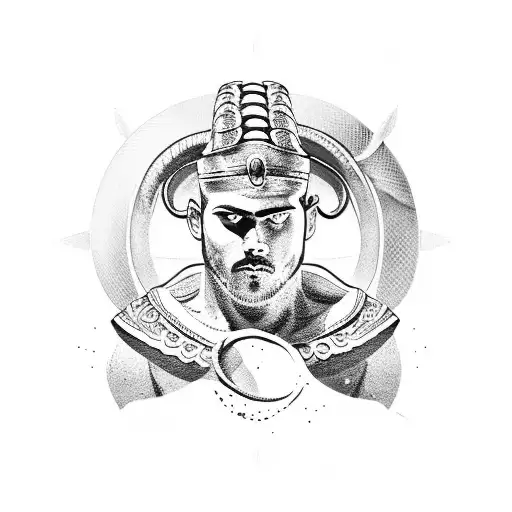 Roman Gladiator With A Snake Coiled Around His Arm