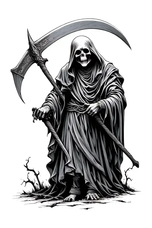 Grim Reaper Holding A Scythe
