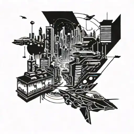 A Futuristic Cyberpunk Cityscape With Neon Lights And Flying Cars