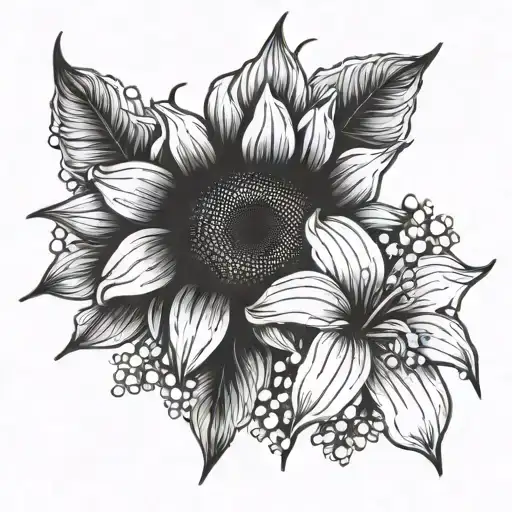 Sunflower And Lilly Of The Valley Flowers