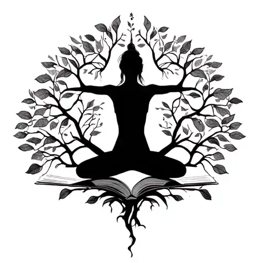 A Tree Of Knowledge With Yoga Poses As The Branches And Books As The Leaves