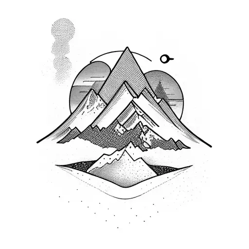 A Majestic Mountain Range With A Vibrant Sunset Over The Sea