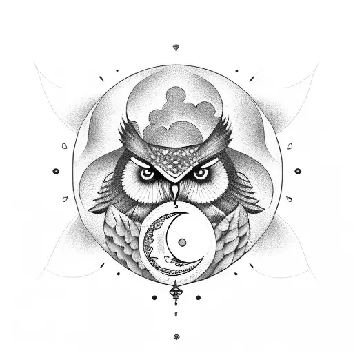 Air Force Lady With Moon And Owl