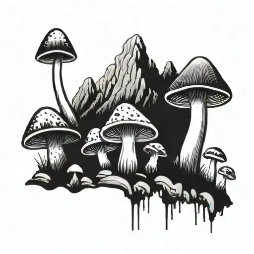 Mushrooms On A Mountain