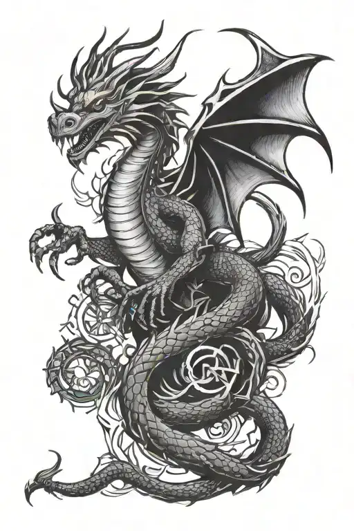Dragon With Occult Symbols