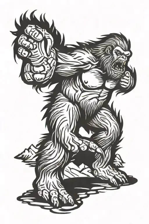 Angry Bigfoot Holding Hikers Severed Leg