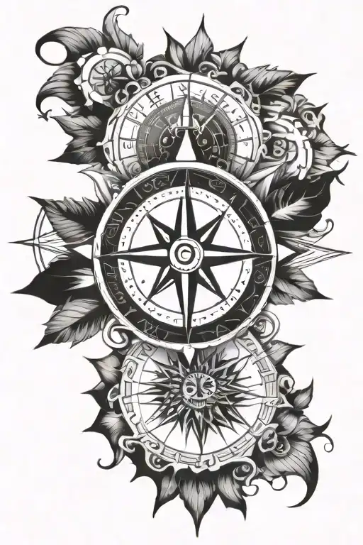 Compass Rose With Sun