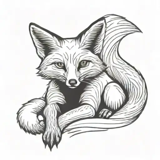 Fox With Two Tails Sitting