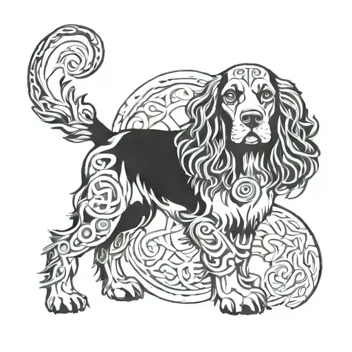 Celtic Hounds Circle Tattoo Spaniel