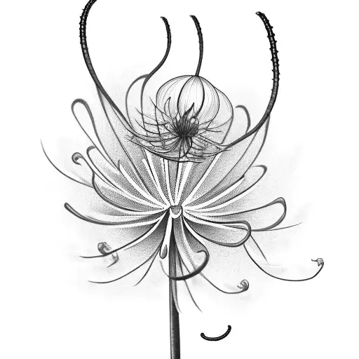 A Big Centipede Crawling A Spider Lily Flower