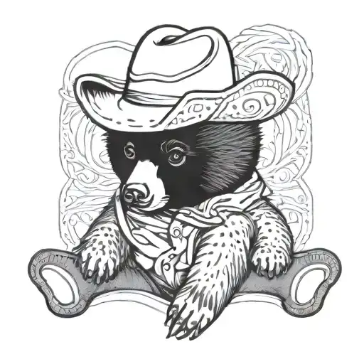 Baby Black Bear With Cowboy Hat