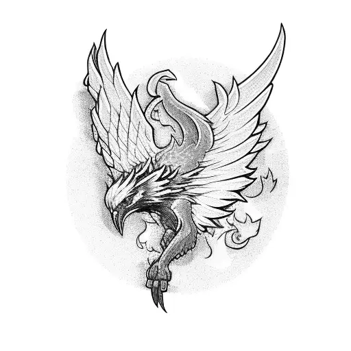 Combine The Elements Of A Motorcycle And A Phoenix In A Dynamic Design