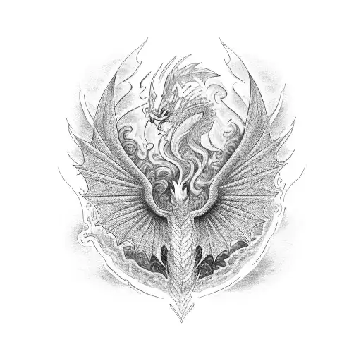 Combine The Elements Of A Dragon And A Phoenix In A Dynamic Design