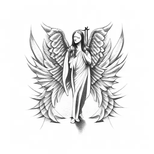 Angel Kissing Demon With Wings