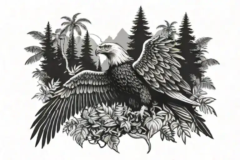 Eagle In Jungle Background