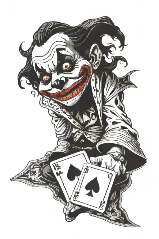 Realistic Joker Holding Ace Card Laughing