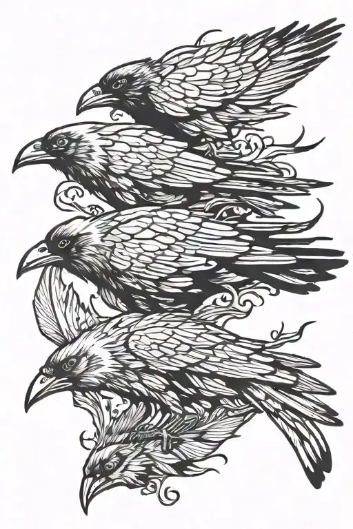 Dark Crows Figurative With Black Ink