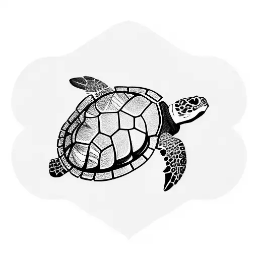 Tribal Sea Turtle With Flowers