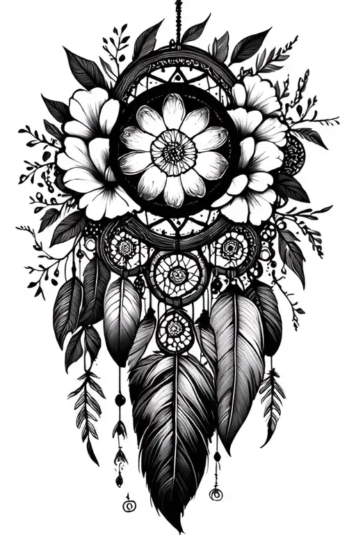 Floral And Dream Catcher Entangled