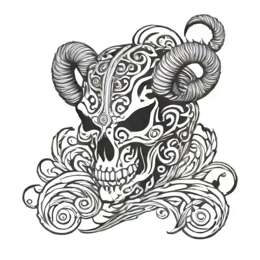 Aries Skull Tribal