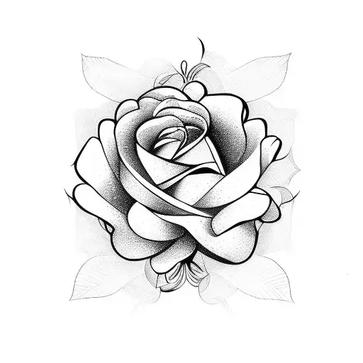 Flower With Line Design Connected