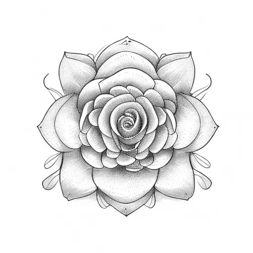 Simple Flower With Line Design Connected