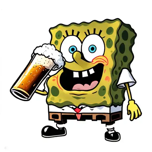 Spongebob Drinking Beer