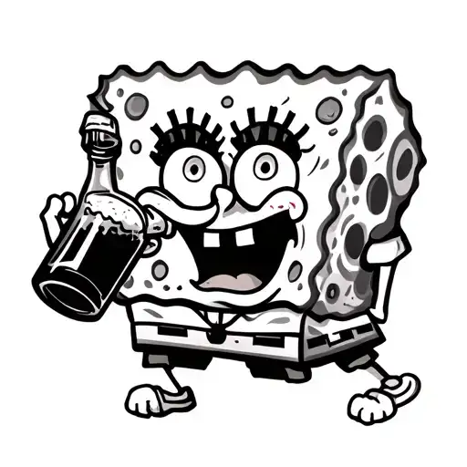 Spongebob Drinking Beer Bottle