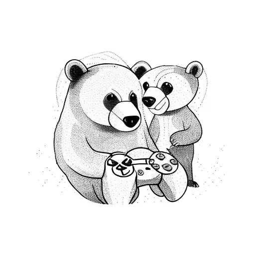 A Pixelated Bear And Otter Playing Video Games Together