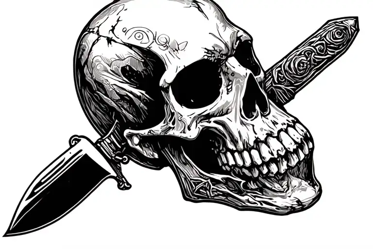 Skull With Knife