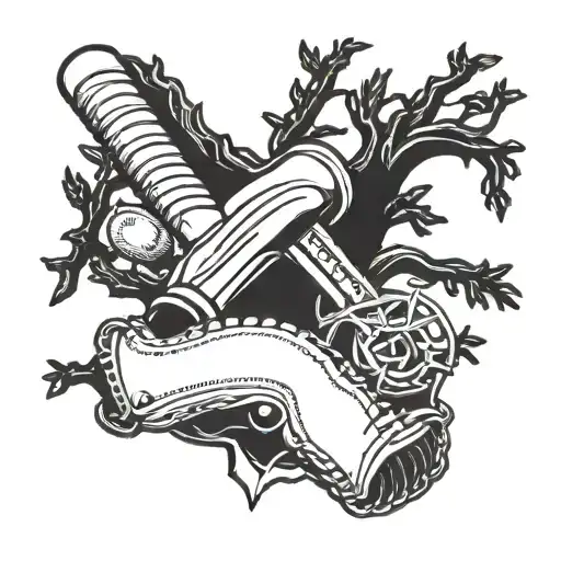 A Baseball Glove Morphing Into A Tree With Roots Shaped Like Baseball Bats